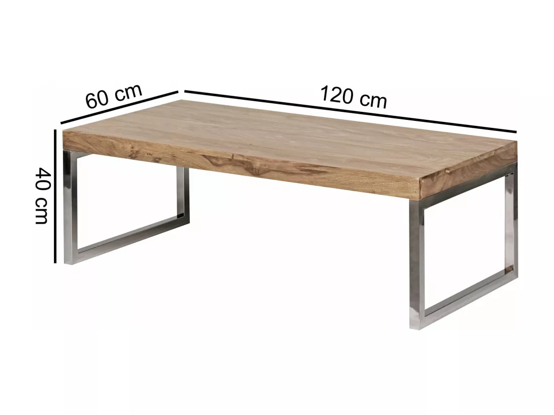 table basse en bois massif Table Acacia 120 cm de large conception de la table de salle à manger de style campagnard brun foncé