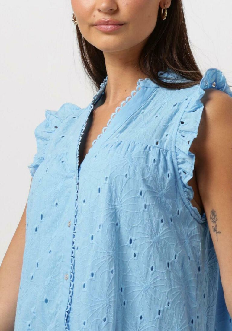CO\\'COUTURE lichtblauwe co'couture mini jurk pola anglaise ss dress