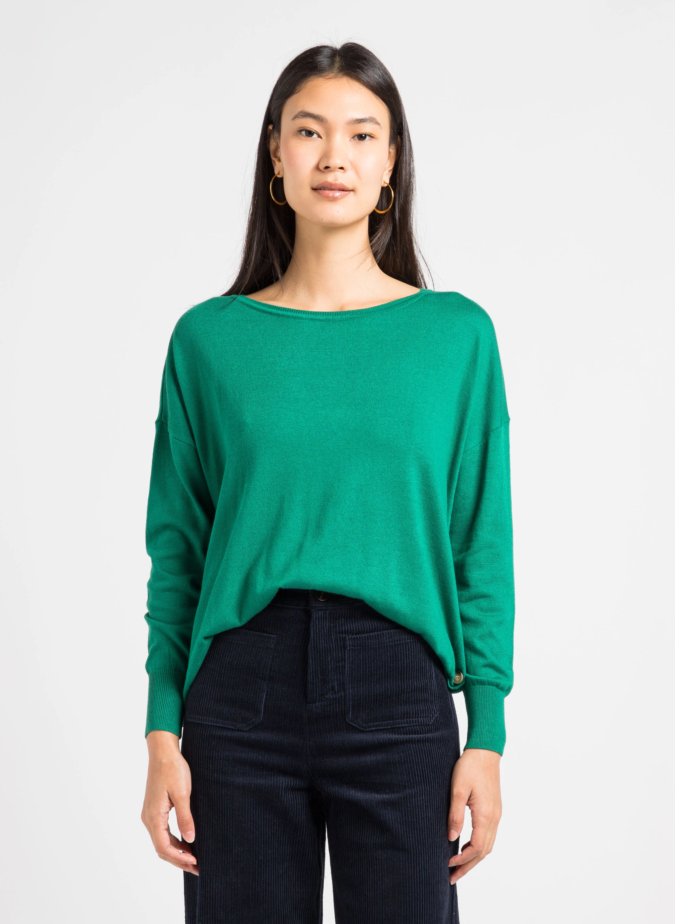 LANDRY - Pull col rond oversize boutonné | Vert