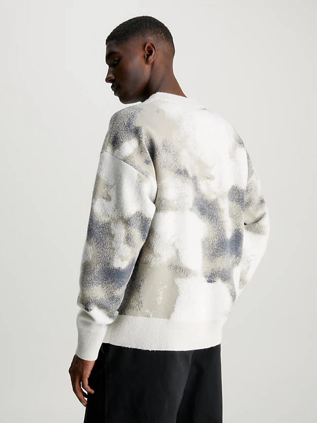 Suéter jacquard em mistura de lã