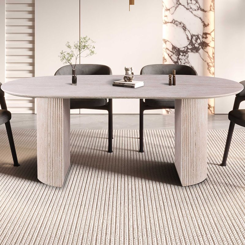 Ovale Eettafel Lagos - 200x110x76cm - Imitatie Travertin