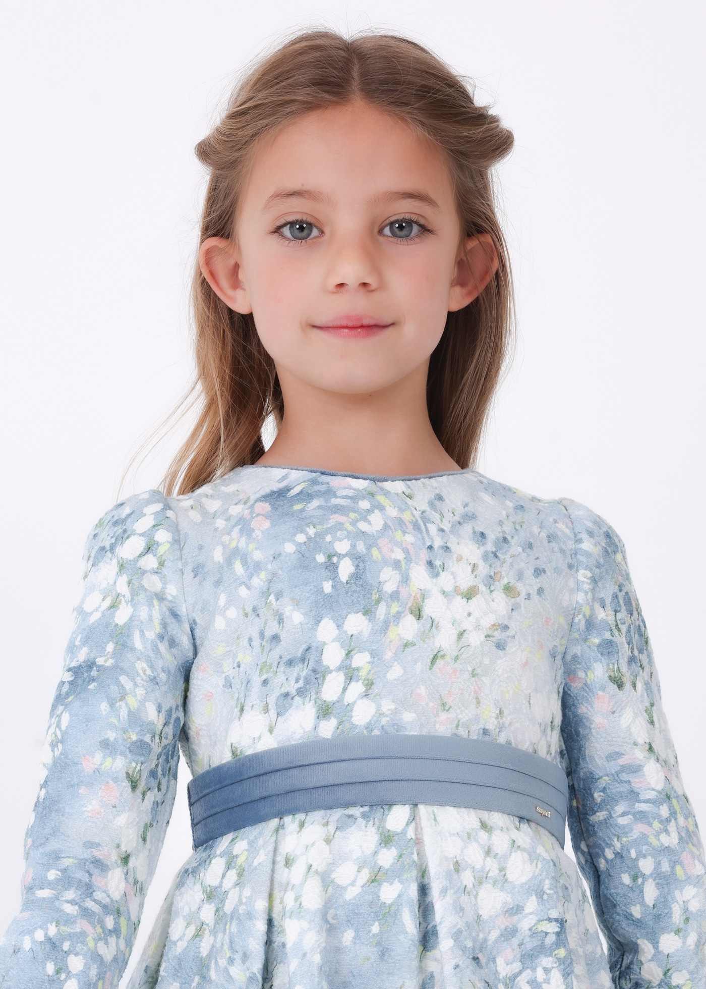 Vestido infantil com estampa jacquard