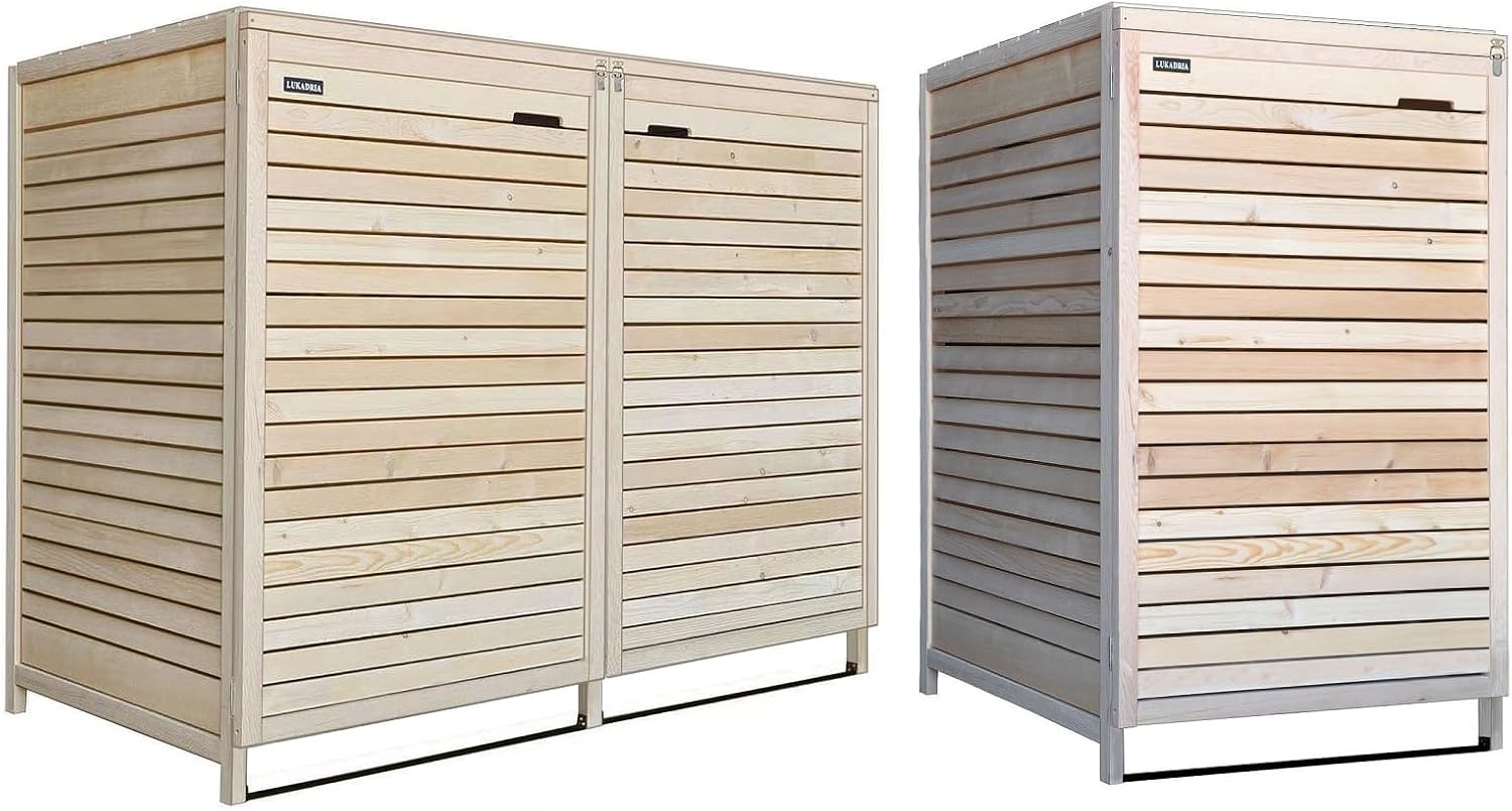 Mülltonnenbox Roma für 3 Tonnen 240L Mülltonnenverkleidung aus Holz naturbelassen Müllcontainer Mülltonnenschrank Mülltonne
