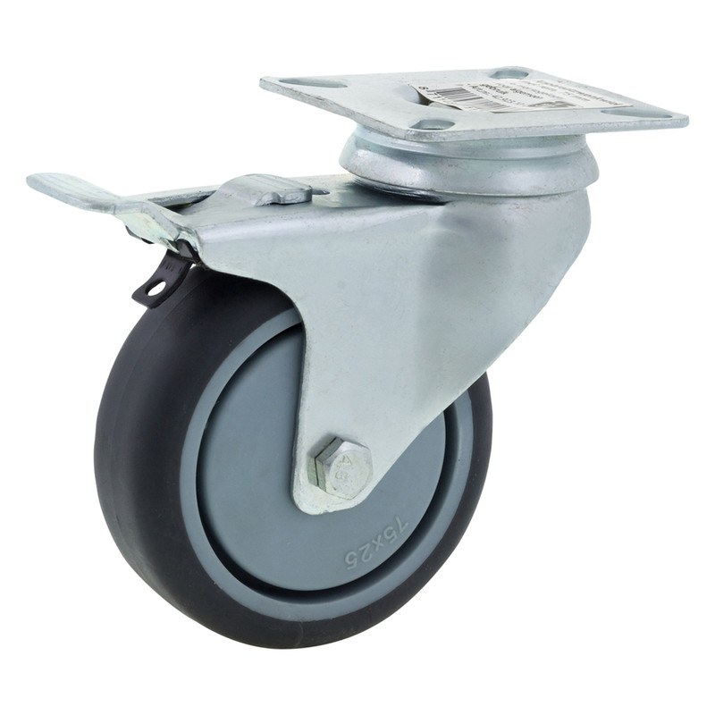 Apparaatzwenkwiel kogellager met rem 75mm 60kg