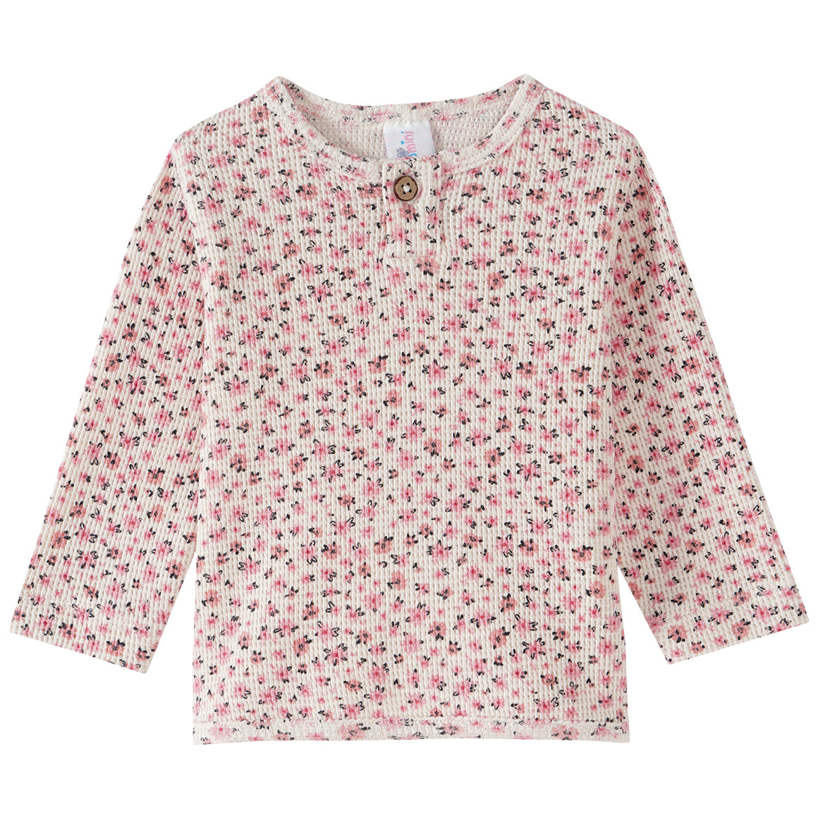 Topomini 2 Newborn Langarmshirts aus Waffel-Piqué weiss / rosa