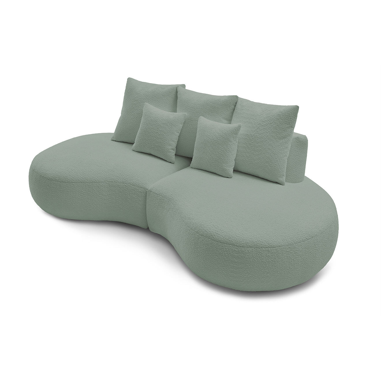 Bobochic Canapé droit fixe 3 places saint-germain tissu bouclette vert - 260x145x92 cm