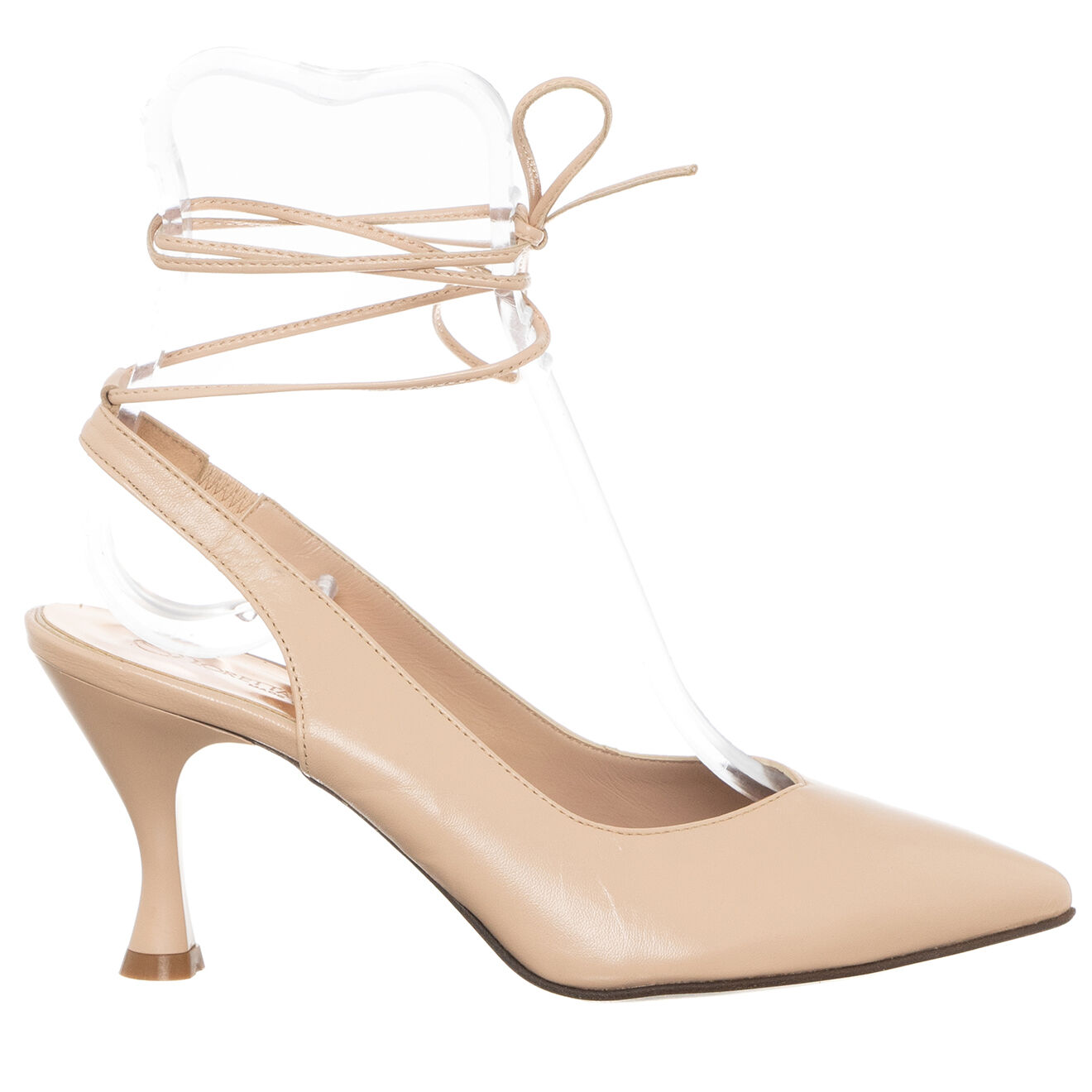 Loretta Pettinari Slingbacks en Cuir Nala beiges - Talon 7.5 cm