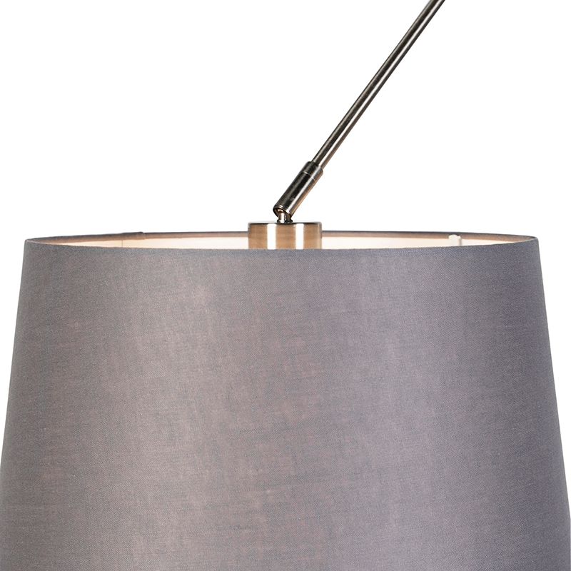 Hanglamp zwart met linnen kappen donkergrijs 35 cm 2-lichts - Blitz