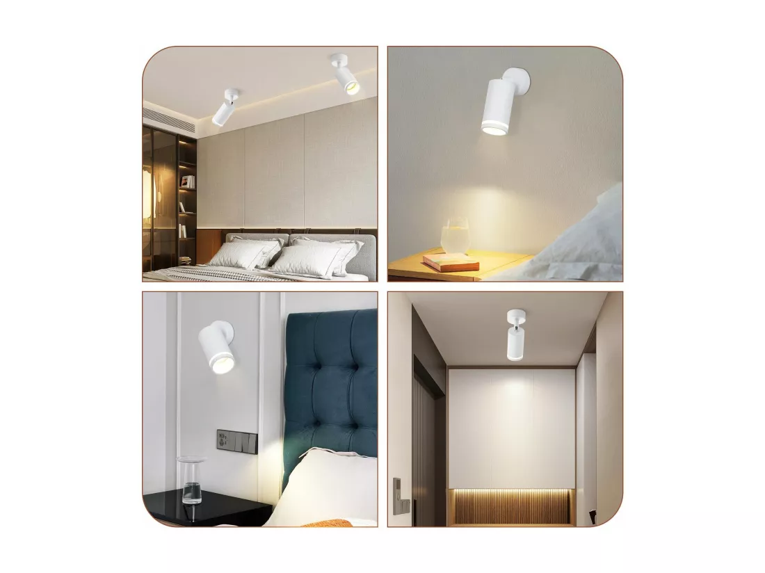 NETTLIFE Spot de plafond blanc 1 ampoulemoderne GU10 orientables intérieur métal