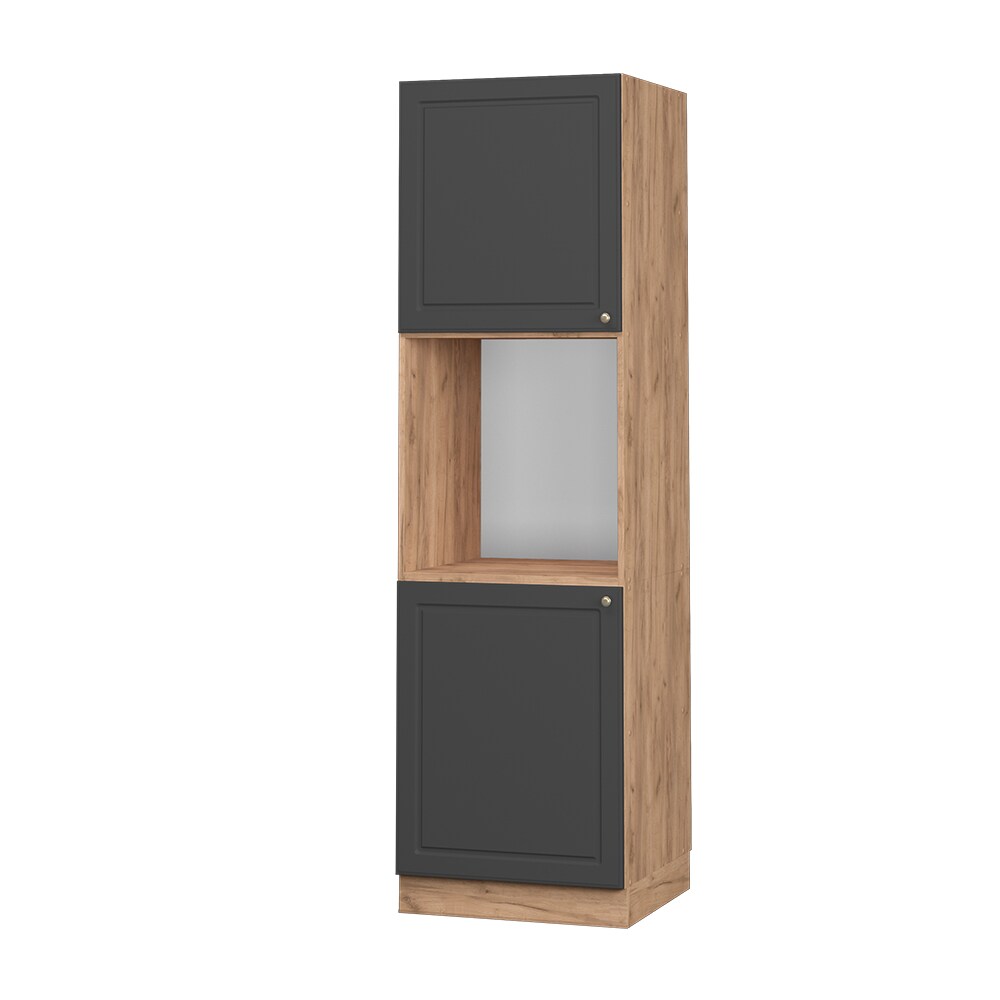Vicco Herdumbauschrank Küchenschrank Küchenmöbel Fame-Line Landhaus Eiche Anthrazit 60 cm Gold Küche Einbauküche Blende Herdschrank Hochschrank Küchenzeile Drehtür Einlegeboden
