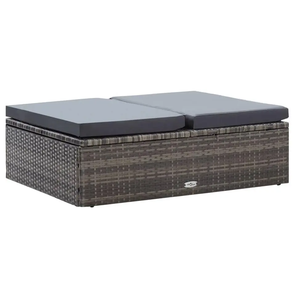 VIDAXL 2-delige Loungeset met kussens poly rattan grijs