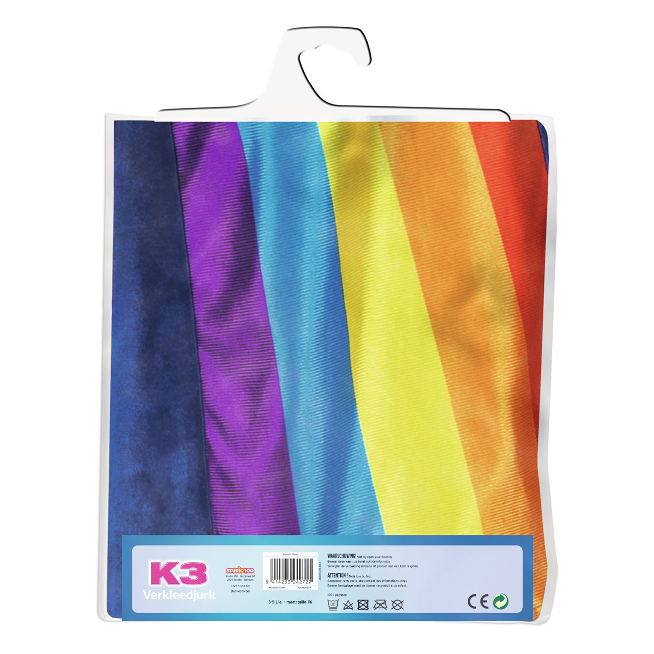 K3 Verkleedjurk - Regenboog Blauw, 3-5 jaar