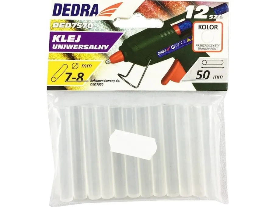 Dedra Universal Glue Glitter 8 x 50 mm gennemsigtig 12 stk. (DED7570)