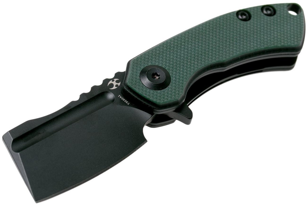 Kansept Mini Korvid T3030A1 Blackwashed, Green G10 zakmes, Justin Koch design