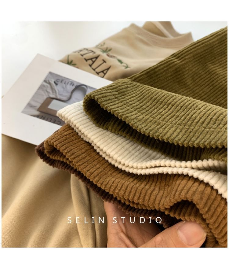 deersweeti - Effen corduroy shorts met elastische taille