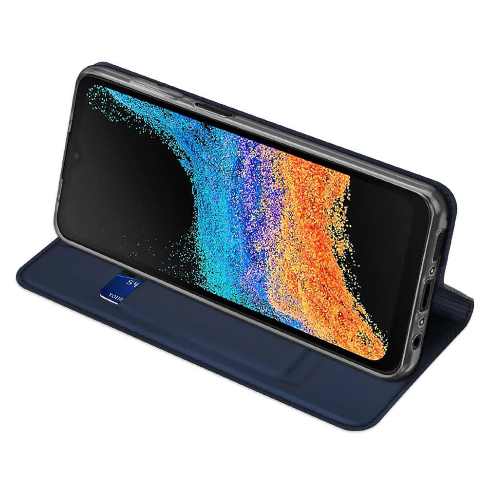 Samsung Galaxy XCover7 Pro Flip Wallet Cover Leder Tasche - Blau