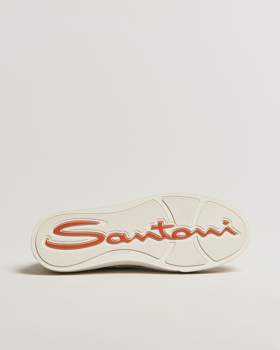 Santoni Double Buckle Sneakers White Grain