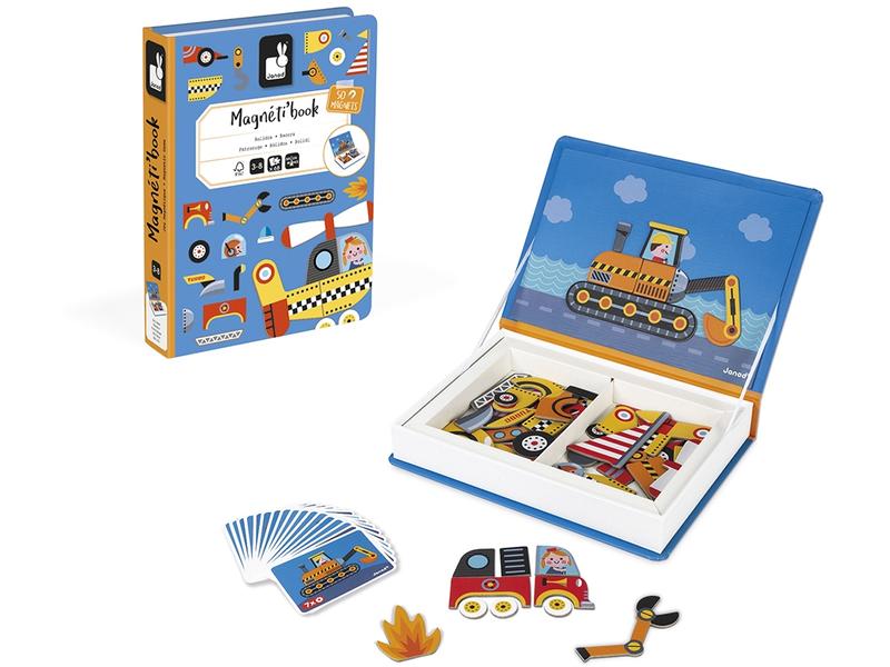 Janod Beschäftigungsspielzeug Magnetbuch Fahrzeuge Magnetisches Variations- und Kombinationsspielzeug