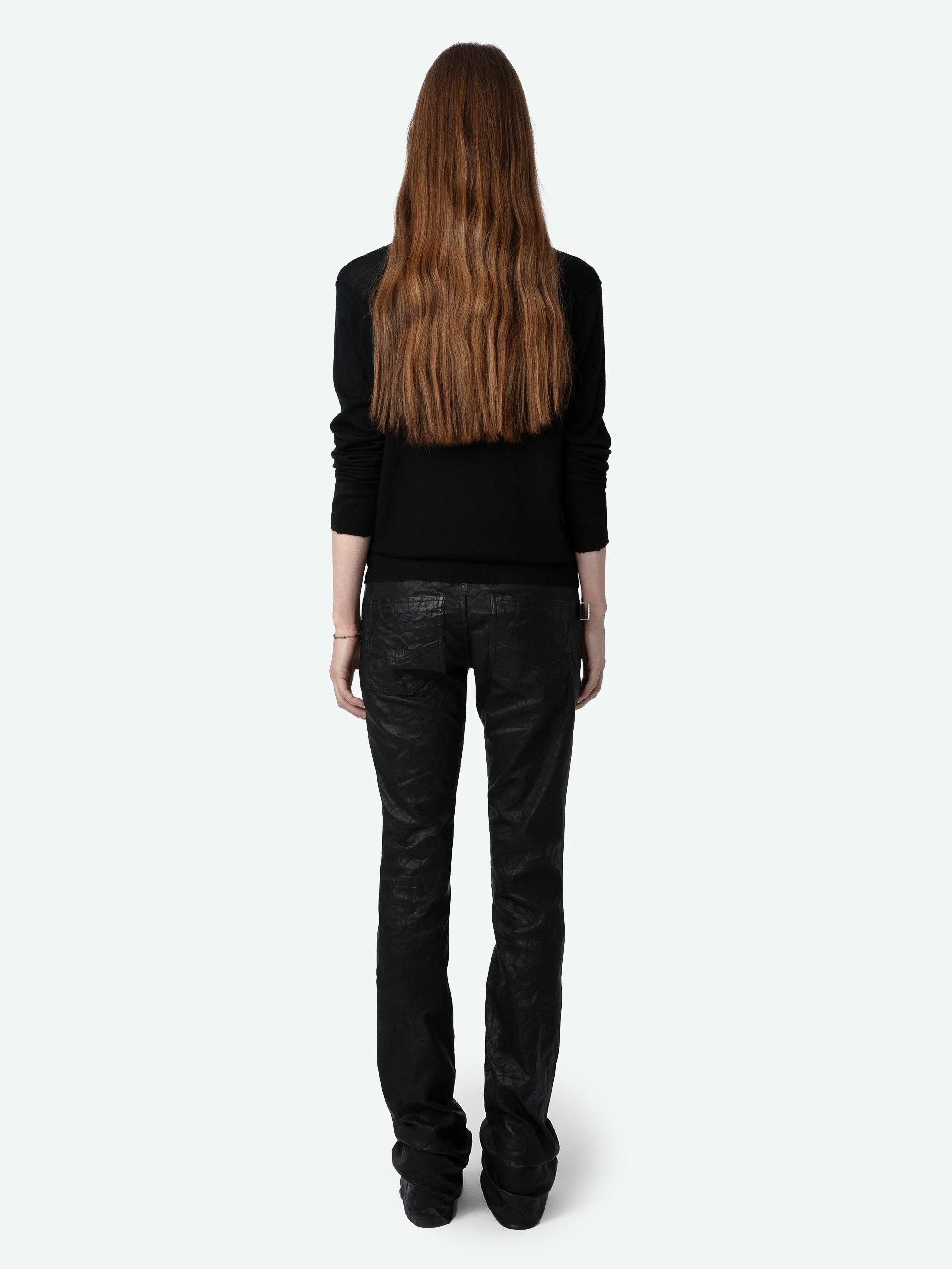 RIVY - Pull droit col V en cachemire | Noir