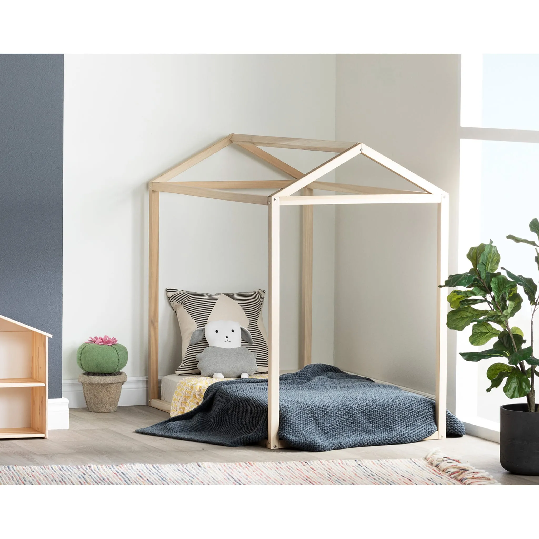 South Shore Lit Maison pour Bébé Lit de Transition Sweedi - Bois naturel