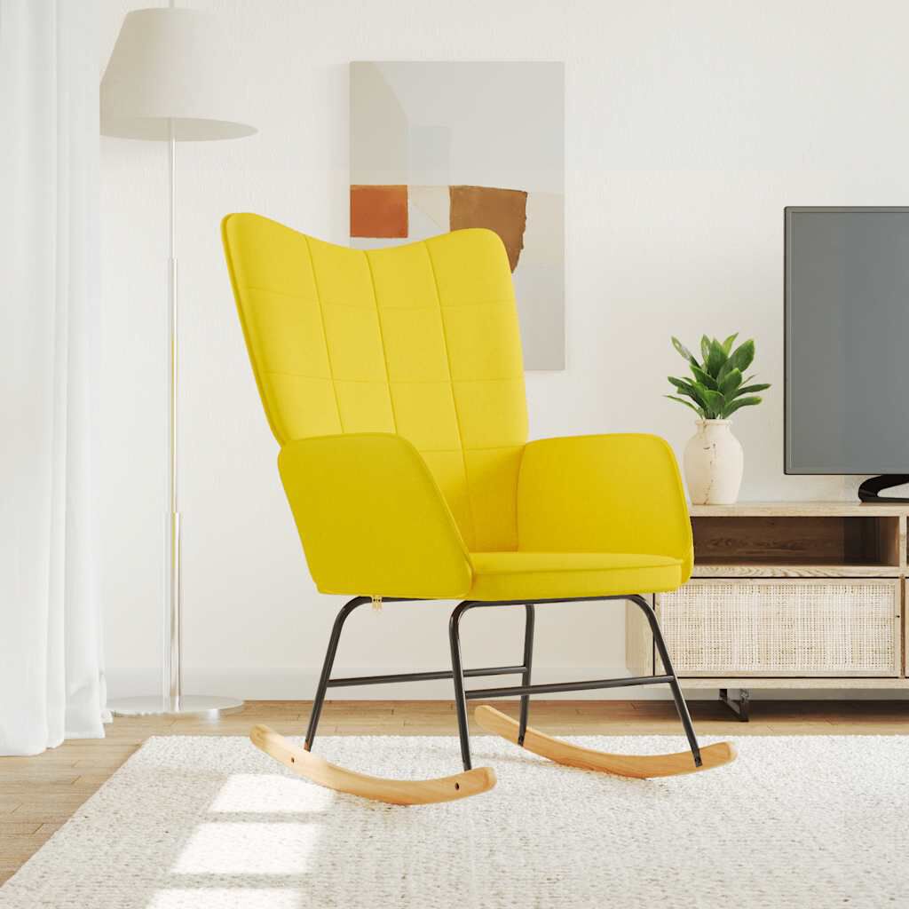 vidaXL Schommelstoel, mosterdgeel, bekleed met stof