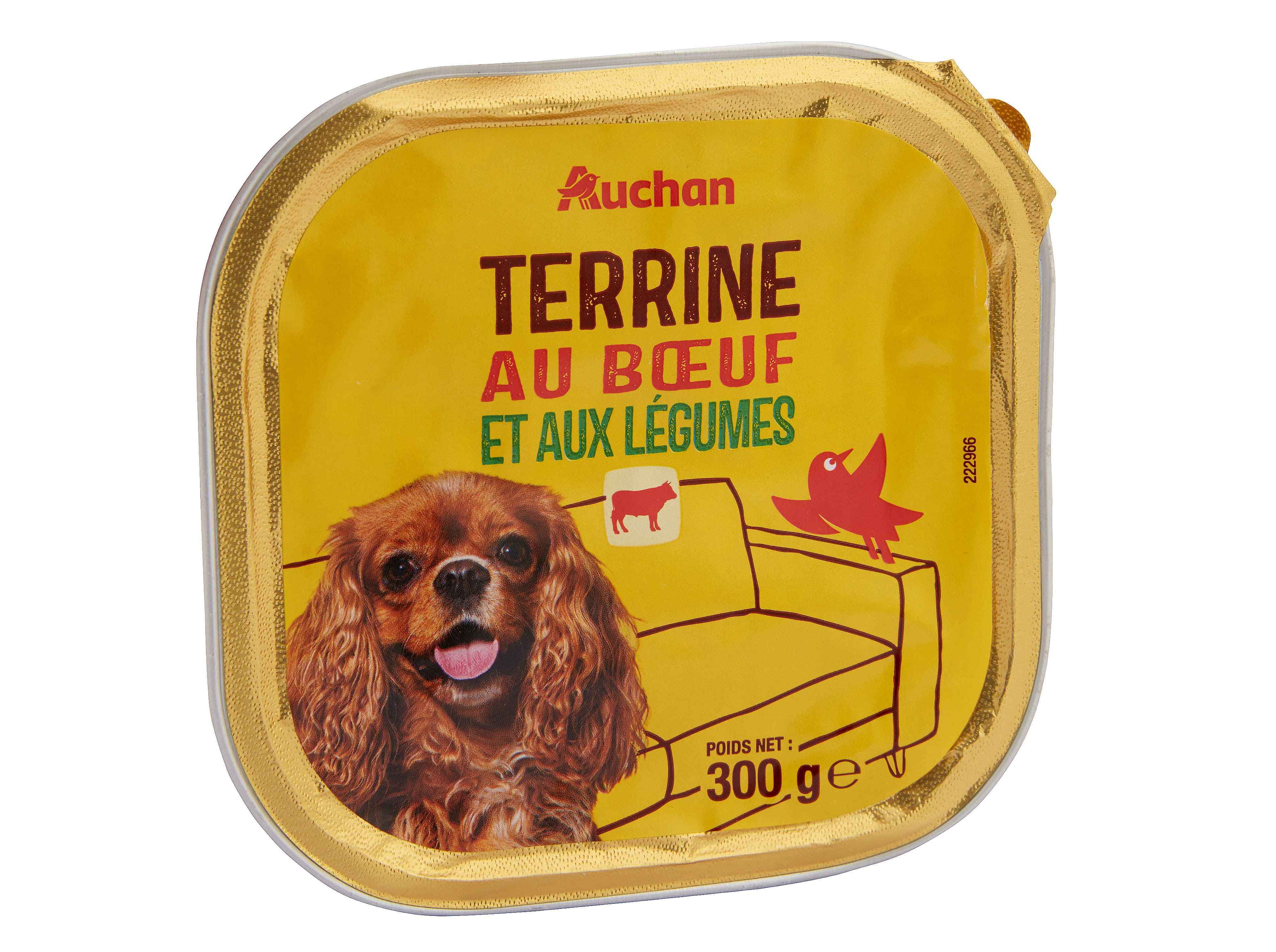 COMIDA HÚMIDA PARA CÃO AUCHAN TERRINA COM VACA ET COM LEGUMES 300G