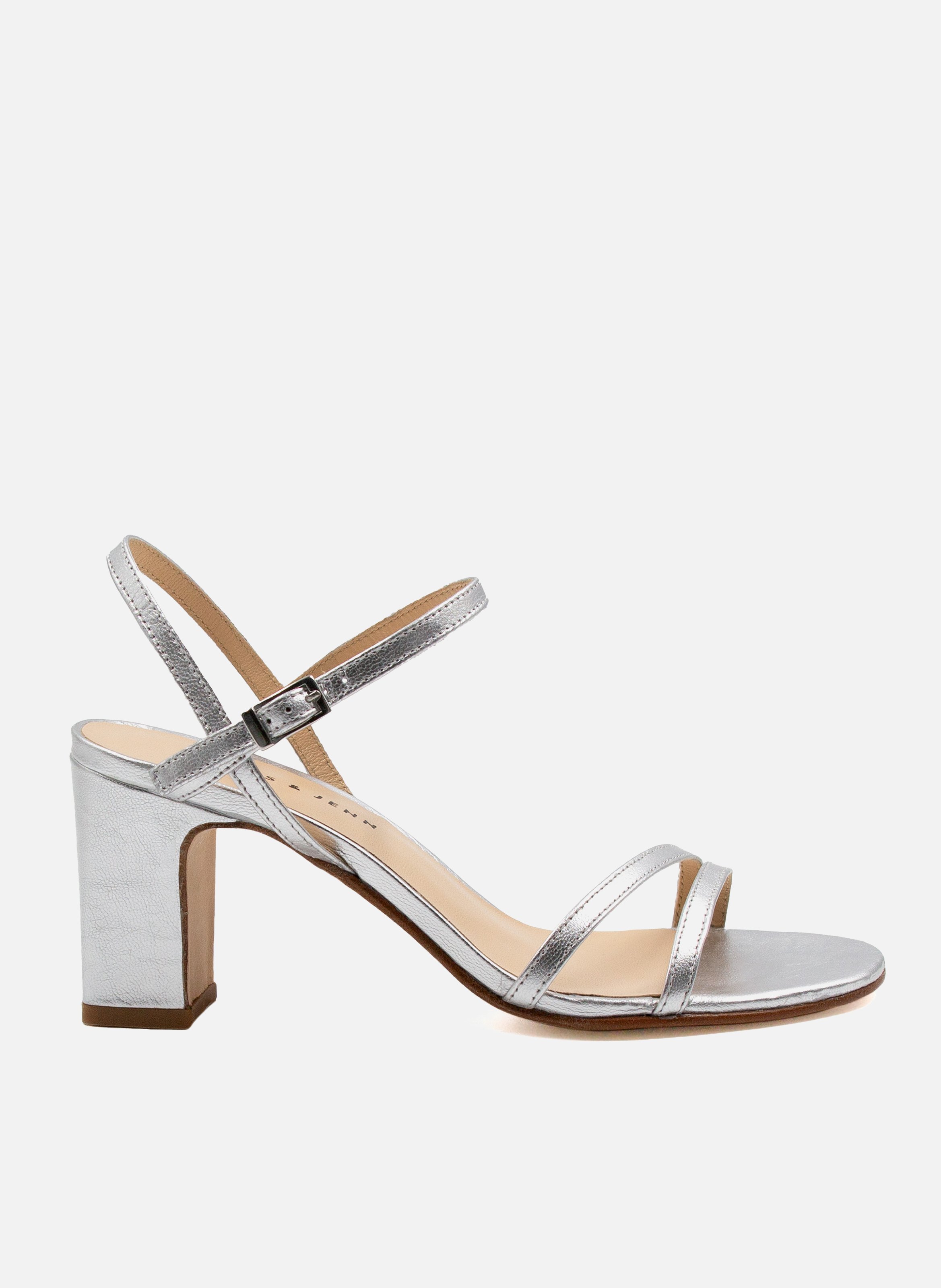 Sandales talon épurées cuir métallisé | Argent