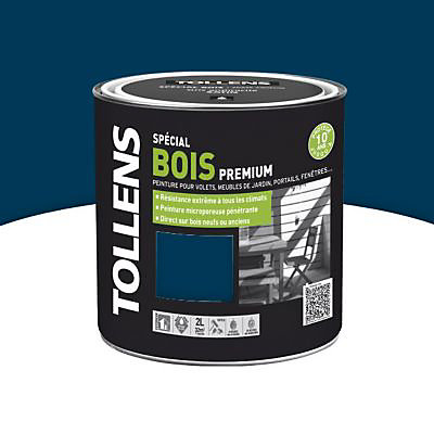 Peinture extérieure bois premium nuit bleue satin Tollens 2L