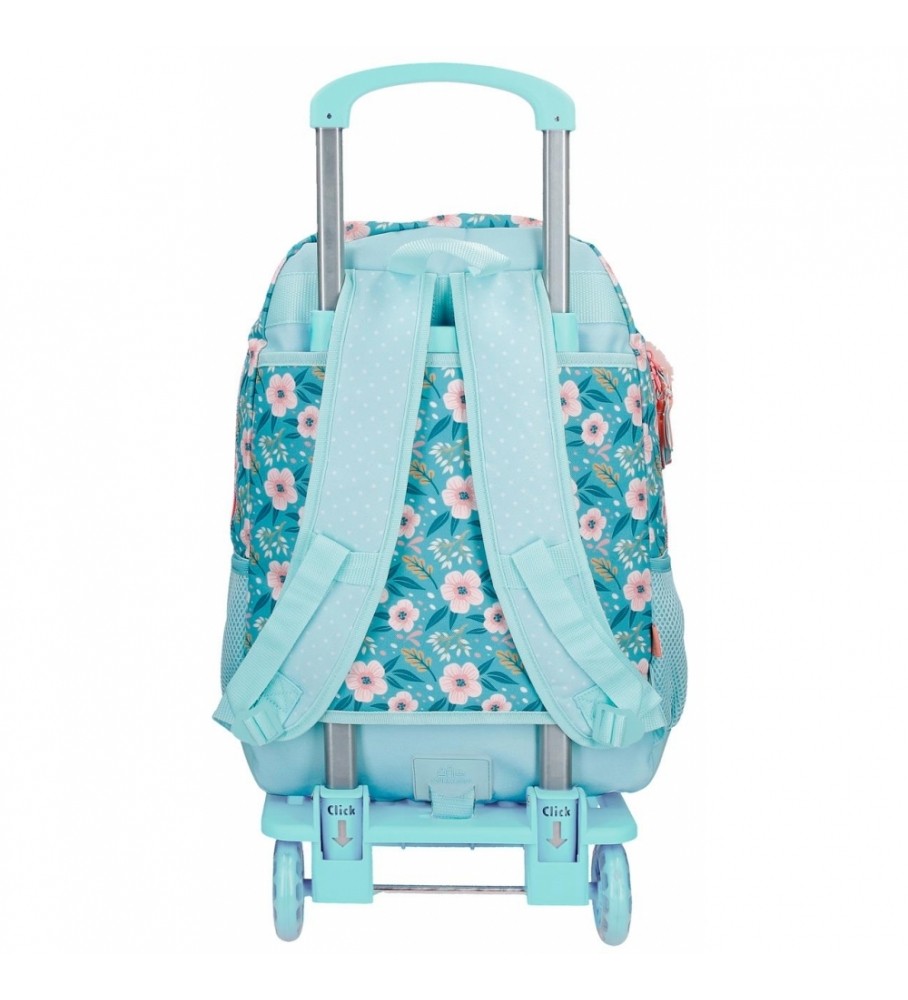 Mochila escolar Movem Never Stop Dreaming com rodinhas azuis