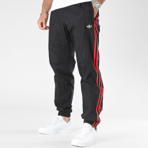 Pantalon Jogging A Bandes Cutline HZ0730 Noir Rouge