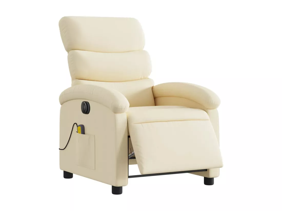Fauteuil inclinable massant électrique crème tissu