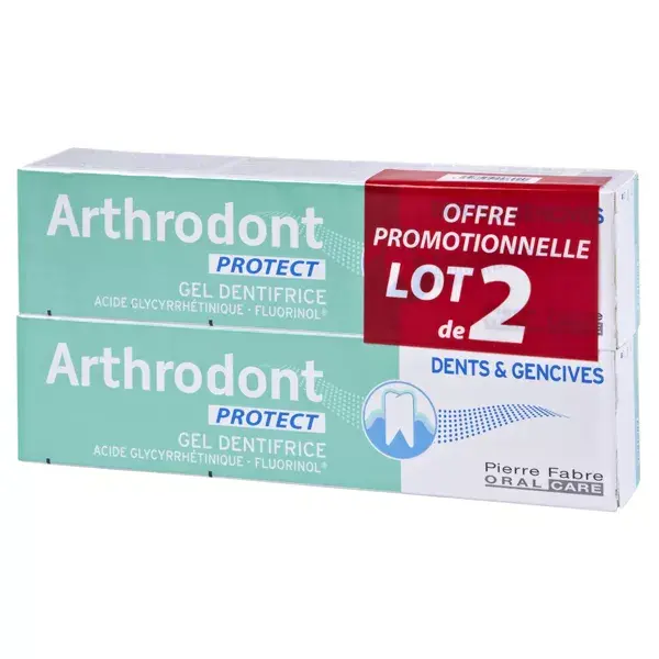 Creme dental em gel com flúor Arthrodont Protect, pacote com 2 unidades de 75ml