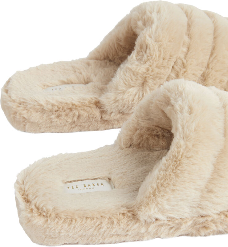Ted Baker LOPSEY Faux Fur Mule Slipper Natural