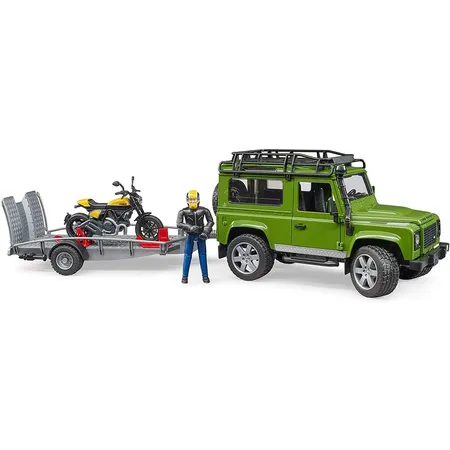 BRUDER® Land Rover Defender mit Anhänger und Scrambler Ducati Full Throttle