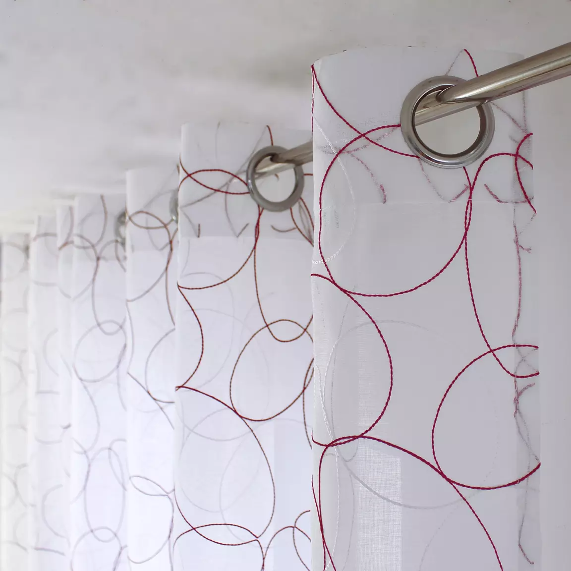 Voilage brodé (140 x 240 cm) Galet Bordeaux