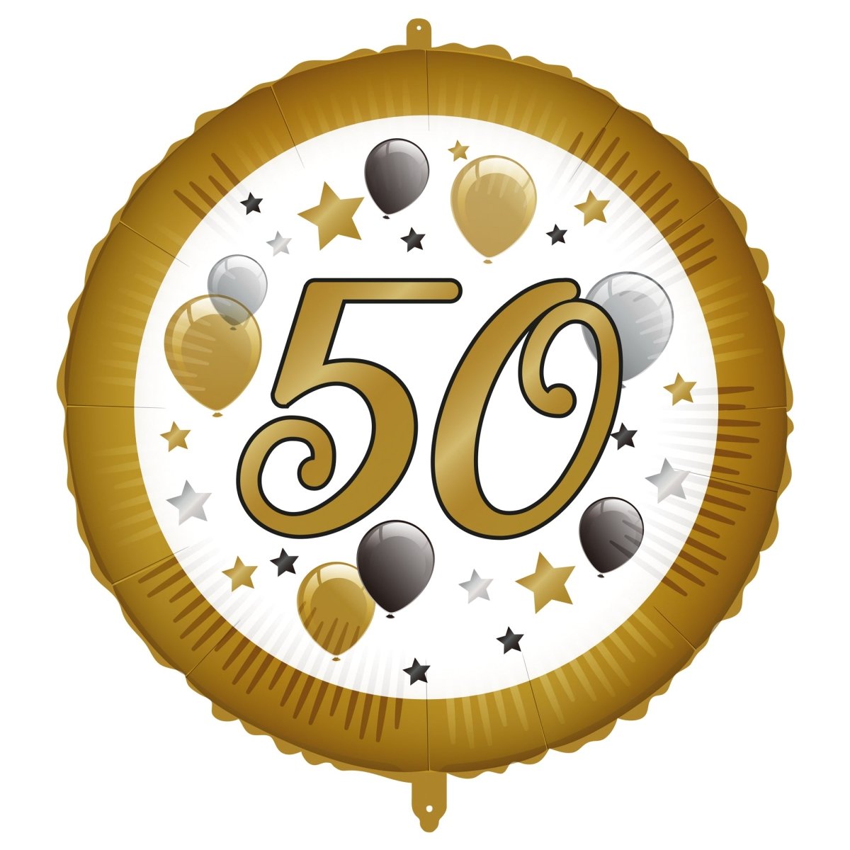 50 Jaar Helium Ballon Wit Goud Leeg 46cm