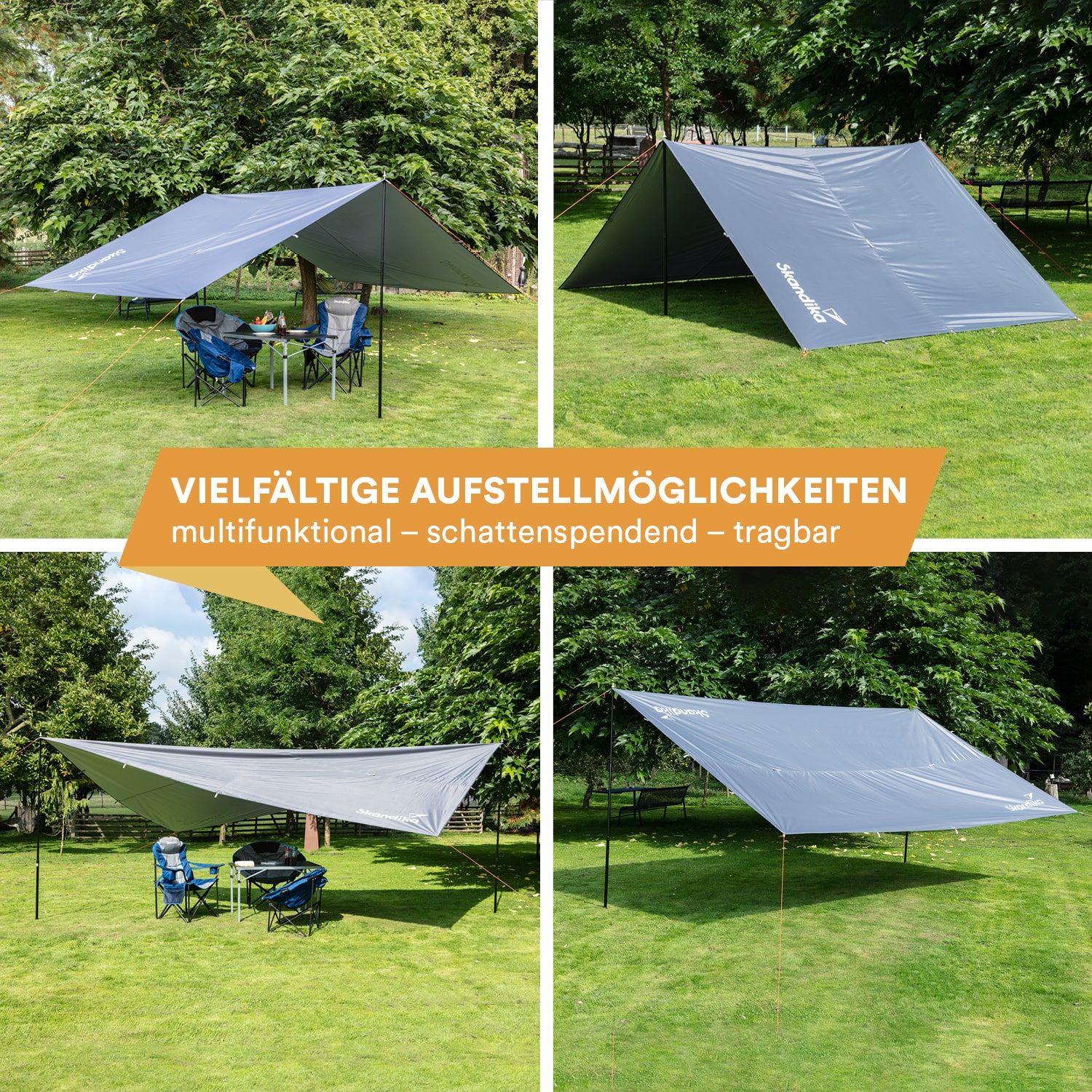 Skandika 3 x 3 meter schaduwdoek met telescopische palen