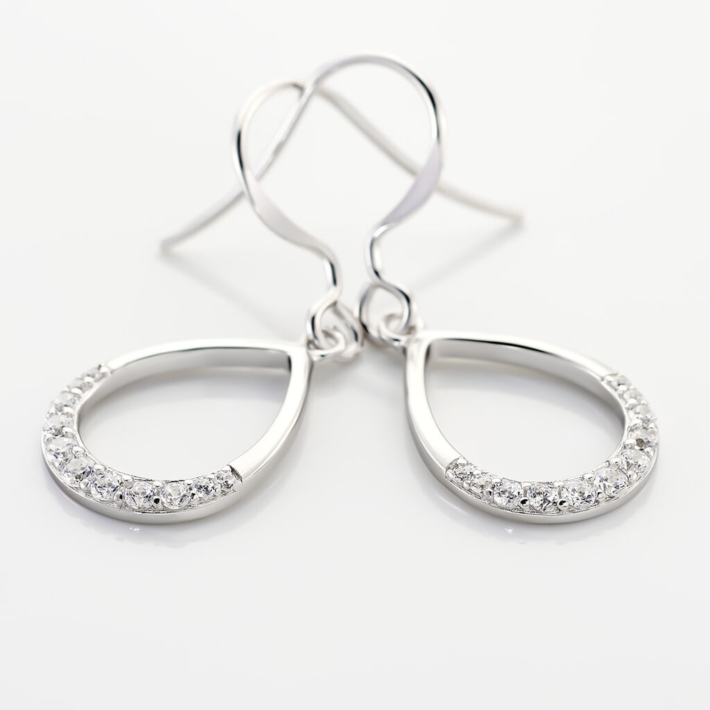 Boucles D'oreilles Pendantes Nicole Argent Blanc Oxyde De Zirconium
