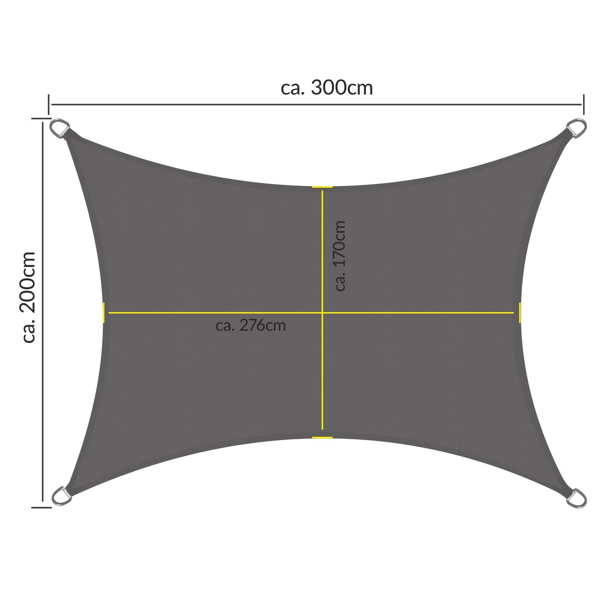 SolVision PS9 Zonneschermzeil 200x300cm Rechthoekig Antraciet PE