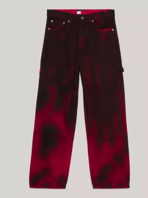Calça jeans de perna larga tingida em peça