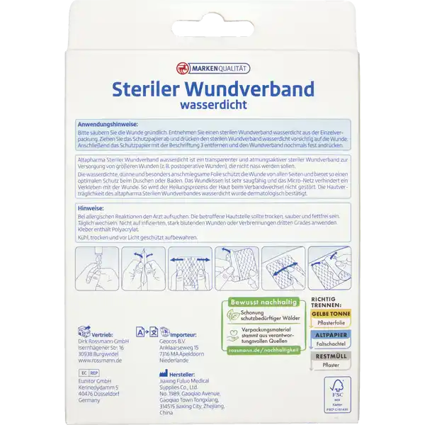 Steriler Wundverband wasserdicht