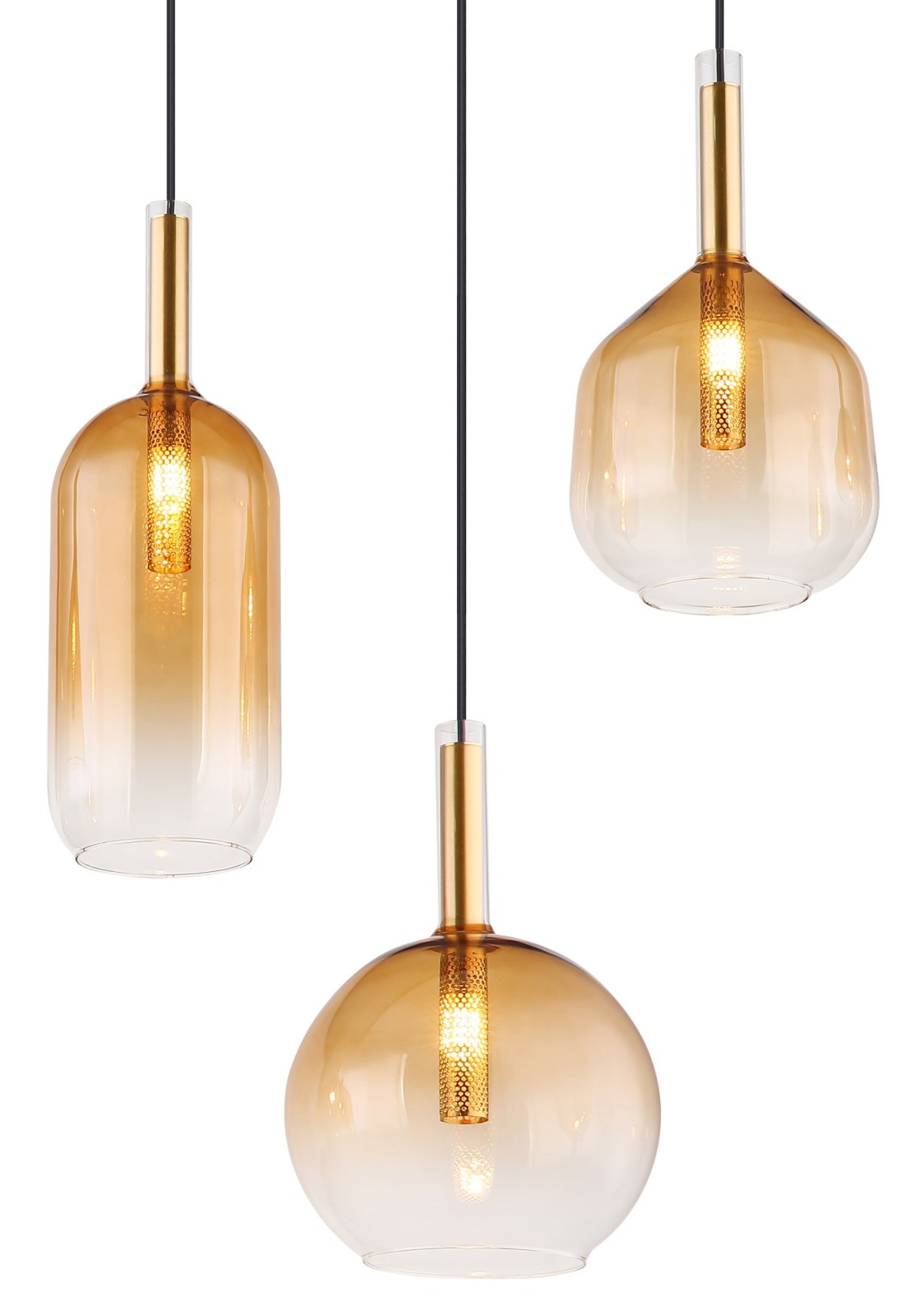 LED-Hängeleuchte - schwarz matt - amber - 85 cm