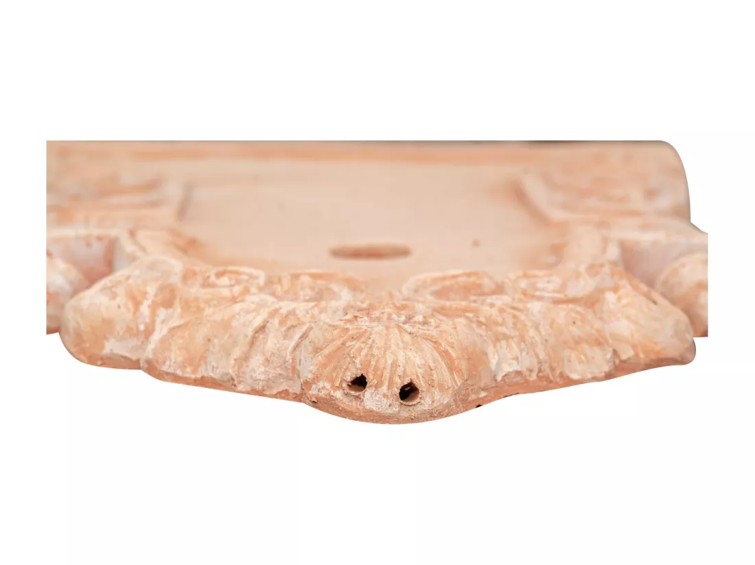 BISCOTTINI Fontaine - Fronton en Terre Cuite - Décorative - Fontaine de Jardin - Extérieur - Fontaine Murale - Dosseret - Décoration Murale - Décoration de Jardin - 37x3x47cm