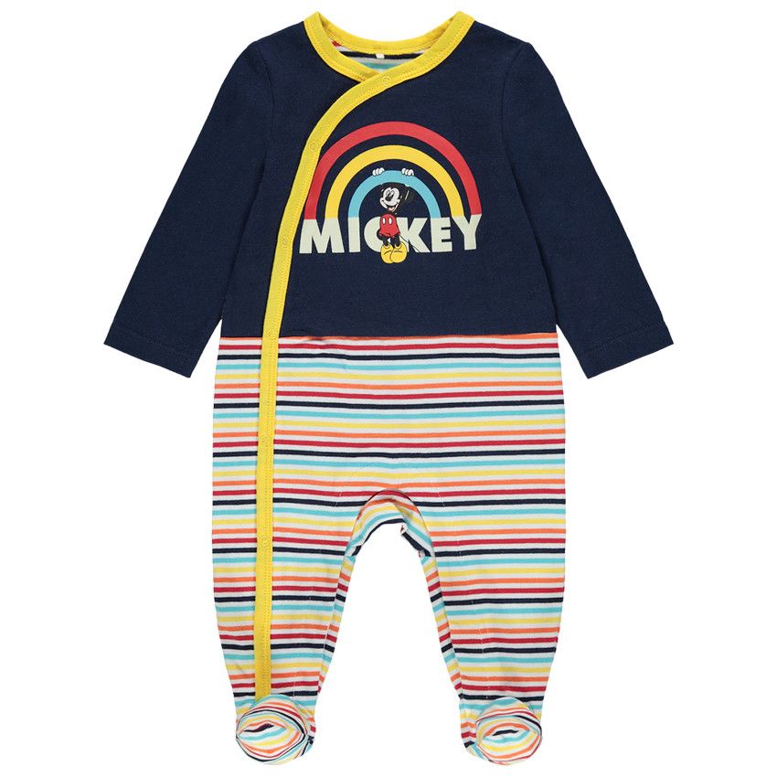Dors-bien en jersey à rayures et print Mickey Disney - Bleu marine