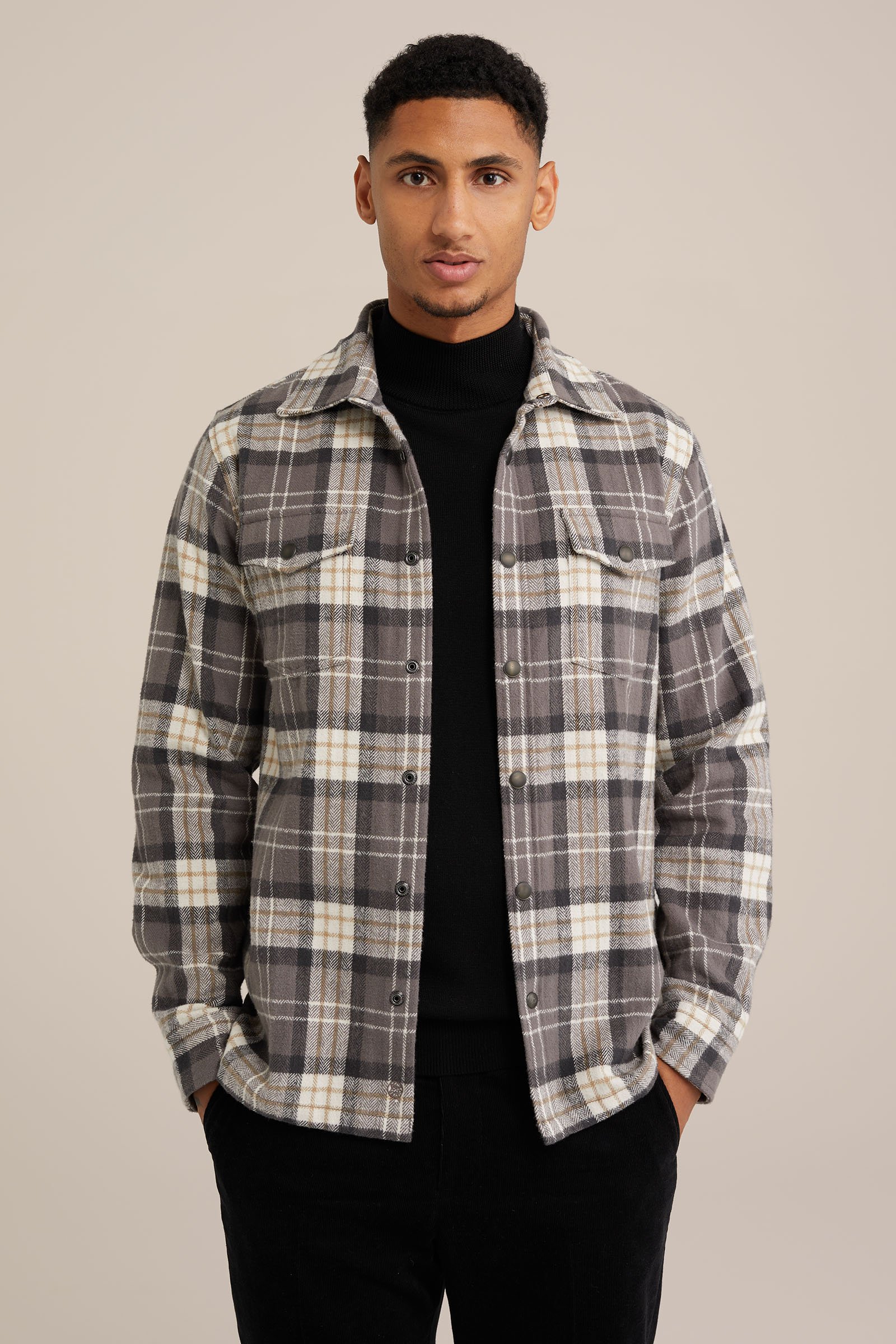 geruit overshirt van katoen Van Gils Grijs