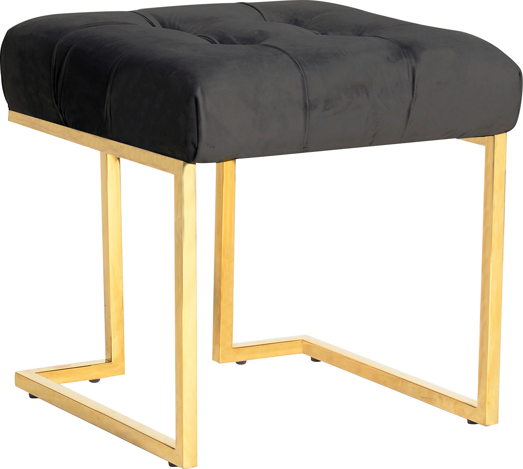 Kayoom Sitzhocker »Hocker Rare, Edler Touch durch goldenes Gestell« 1 Stk. tlg. eckig, samtweich, gesteppt, mit Zierknöpfen, Edelstahlgestell