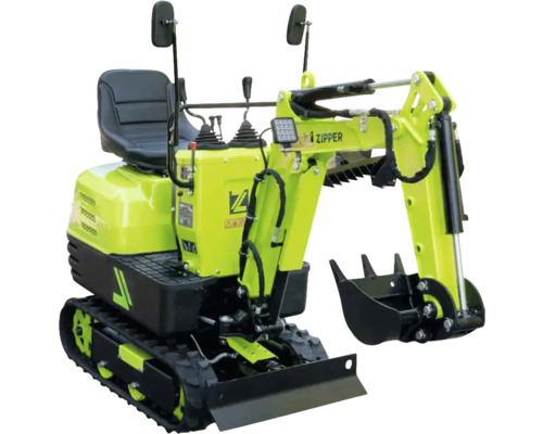 Minigraafmachine Zipper ZI-MBGS600 inclusief palletvorken, hark, slotenbak en bakdeksel, 4,36 kN uitbreekkrachtarm of 8 kN uitbreekkrachtbak, spoorbreedte 690 mm