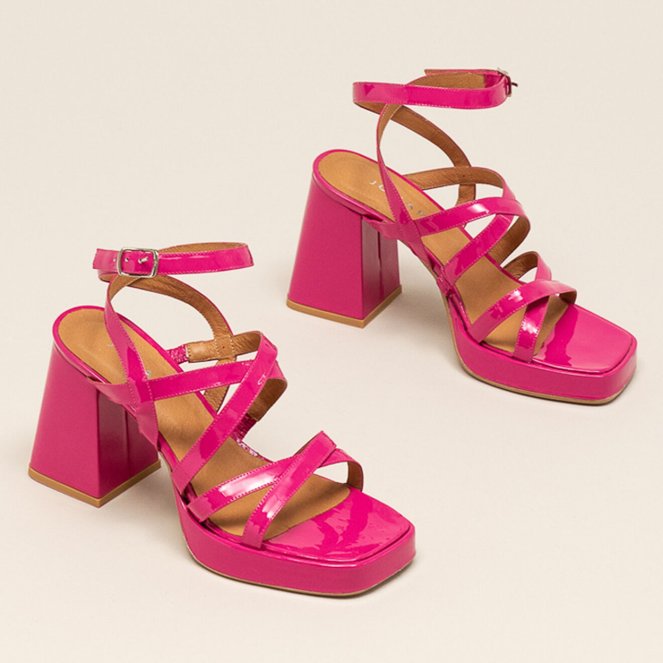 Jonak Sandales en Cuir verni Divine fuchsia - Talon 9 cm