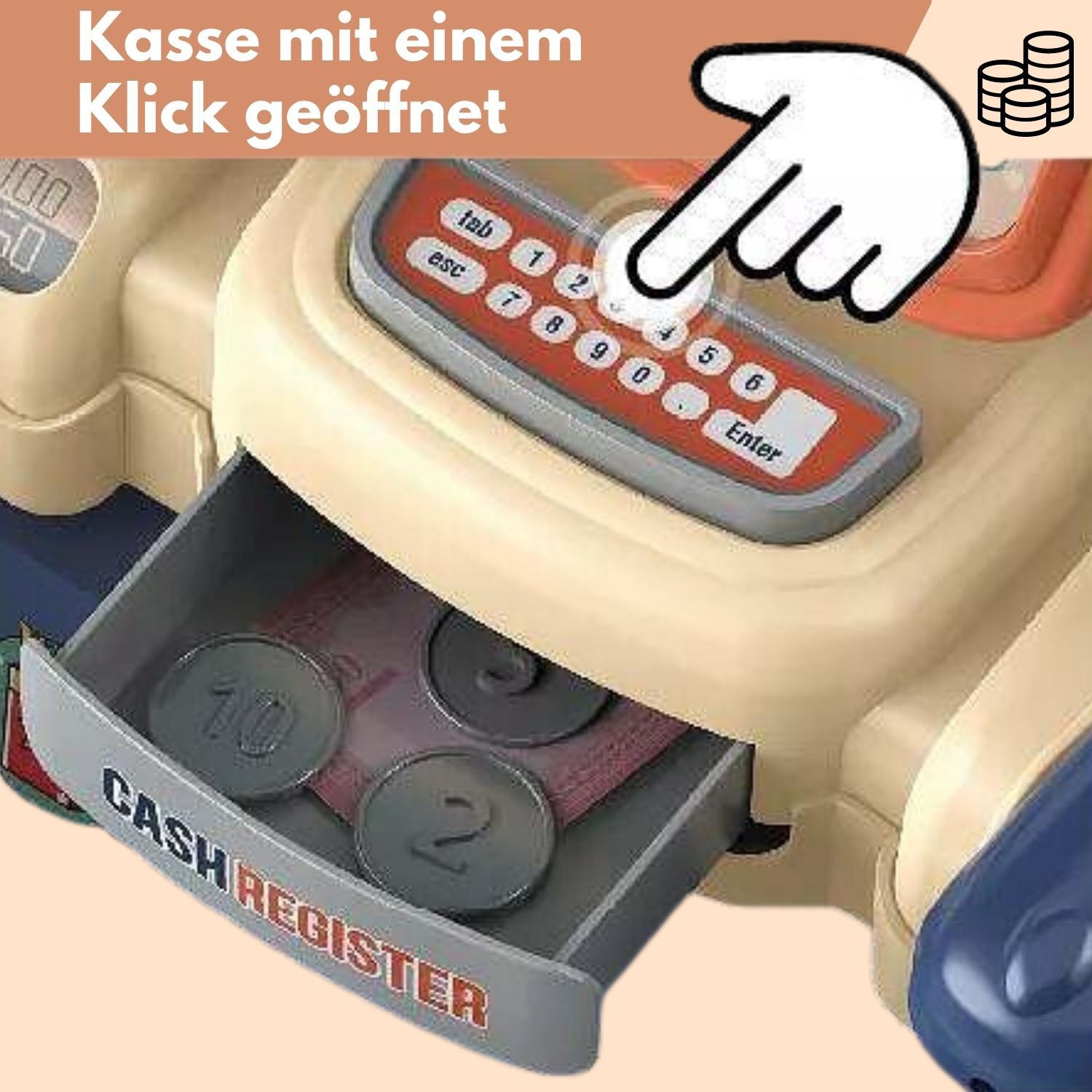 Coemo 2in1 Spielzeugkasse und Supermarkt Nico 42 tlg Zubehör