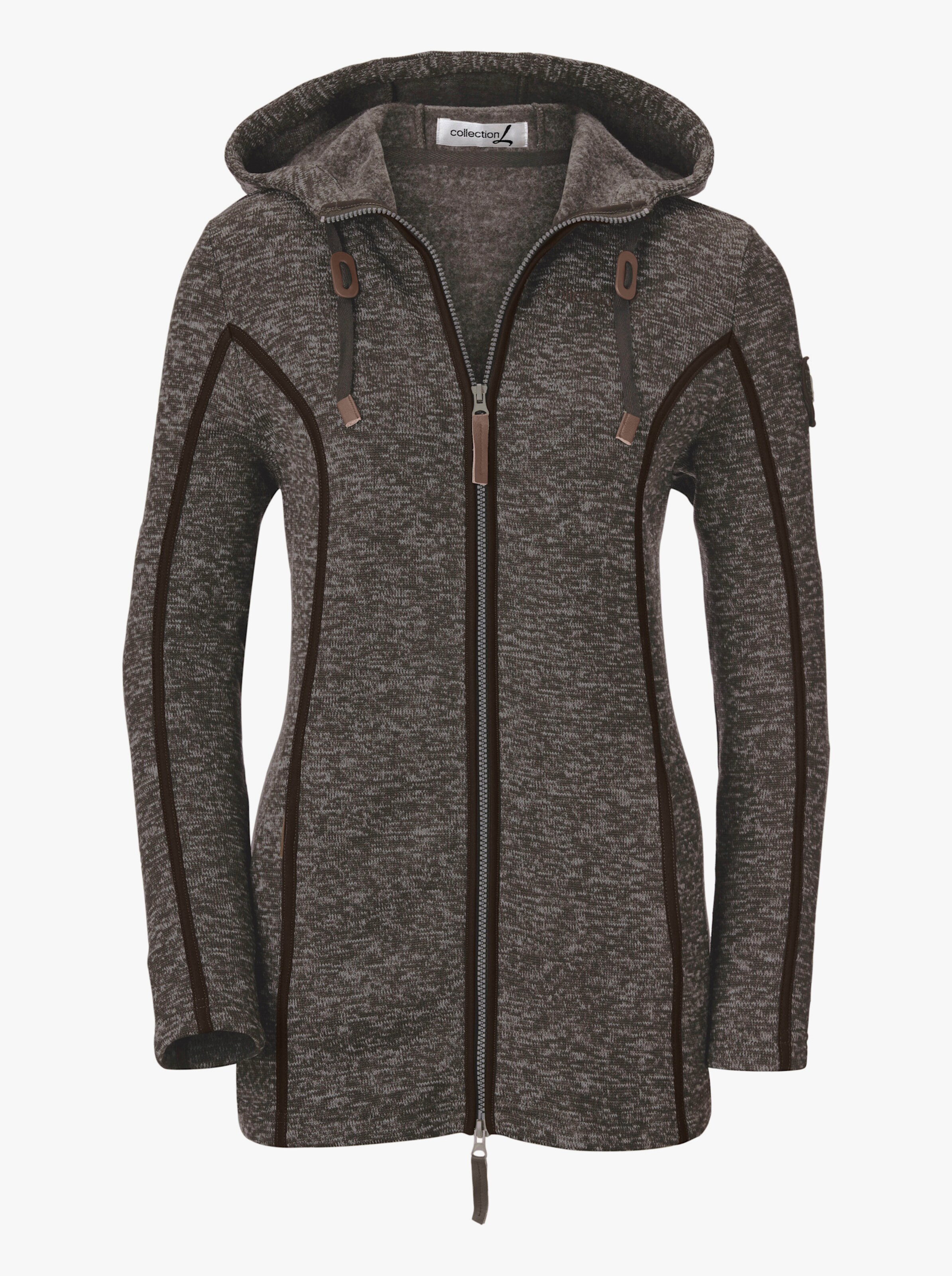 Kapuzenfleecejacke mit Umlegekragen